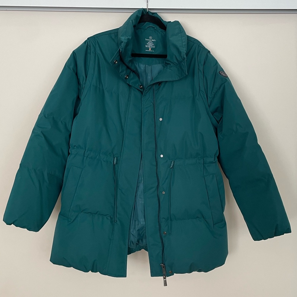 Sweaty Betty Teal Puffer 2 in 1 Jacket/Vest with Removable Sleeves XL